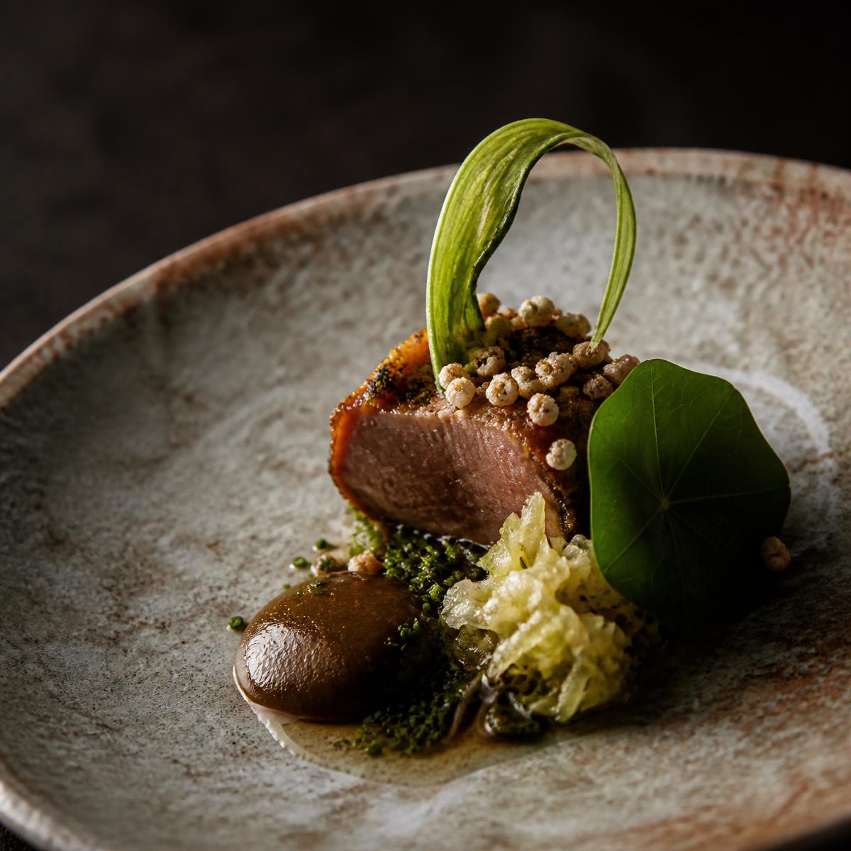 A plated course on handmade ceramic